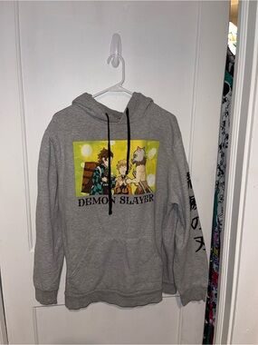 Gray Demon Slayer Graphic Hoodie - Sz XL